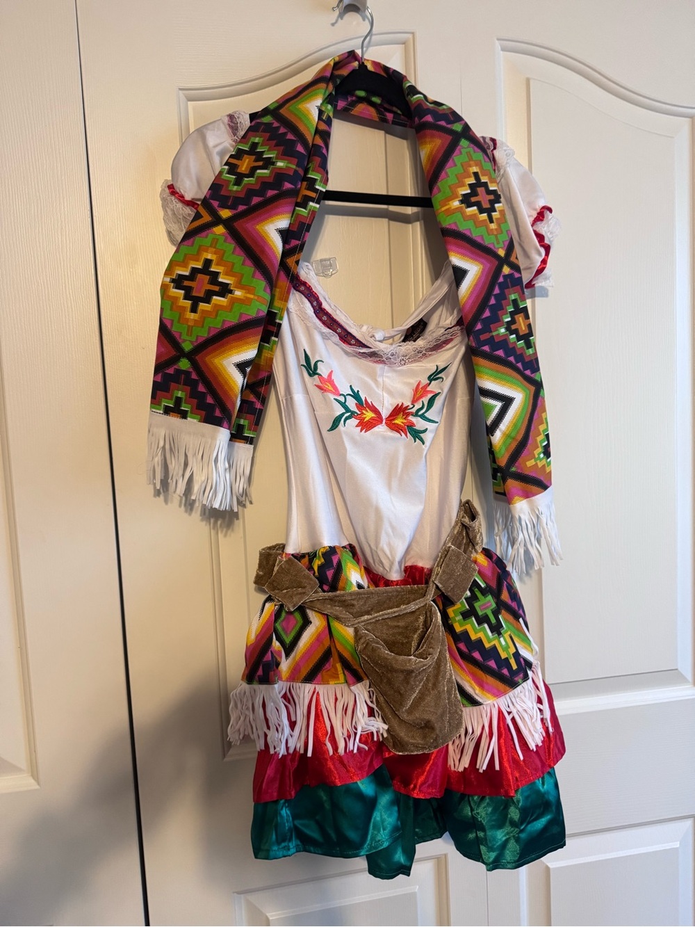Music Legs Multicolor Aztec Fringe Scarf and Waist Sash Set